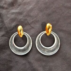 Elegant Gold and Clear Acrylic Hoop Earrings